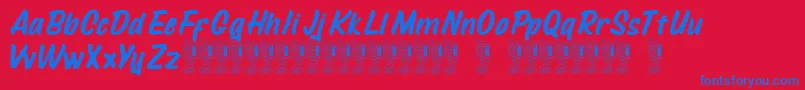 Mustank Font – Blue Fonts on Red Background