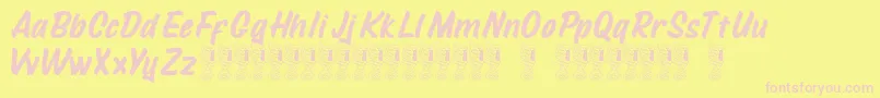 Mustank Font – Pink Fonts on Yellow Background