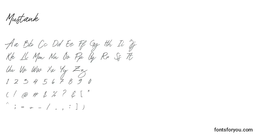 Schriftart Mustank (135121) – Alphabet, Zahlen, spezielle Symbole