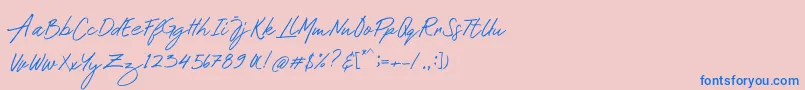 Mustank Font – Blue Fonts on Pink Background