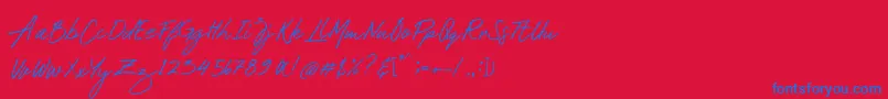 Mustank Font – Blue Fonts on Red Background