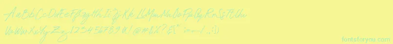フォントMustank – 黄色い背景に緑の文字