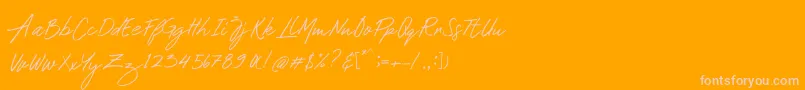 Mustank-Schriftart – Rosa Schriften auf orangefarbenem Hintergrund