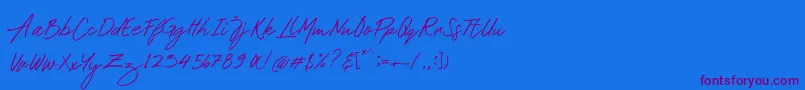 Mustank Font – Purple Fonts on Blue Background