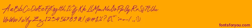 Mustank-Schriftart – Violette Schriften auf orangefarbenem Hintergrund