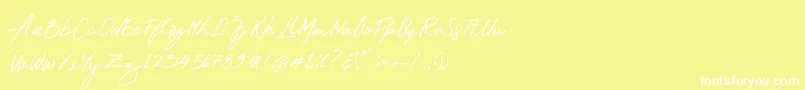 Mustank Font – White Fonts on Yellow Background