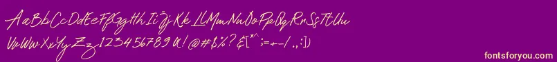 Fonte Mustank – fontes amarelas em um fundo roxo