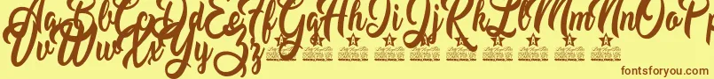 Mustard Personal Use-Schriftart – Braune Schriften auf gelbem Hintergrund