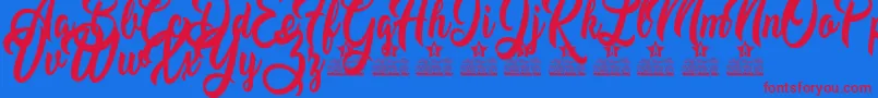 Mustard Personal Use Font – Red Fonts on Blue Background