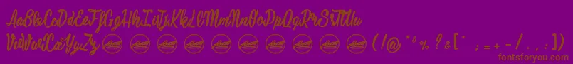 Mustardy PersonalUseOnly-Schriftart – Braune Schriften auf violettem Hintergrund