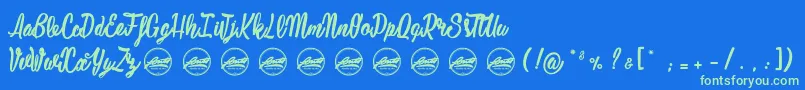 Mustardy PersonalUseOnly-Schriftart – Grüne Schriften auf blauem Hintergrund