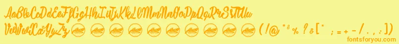 Mustardy PersonalUseOnly-Schriftart – Orangefarbene Schriften auf gelbem Hintergrund