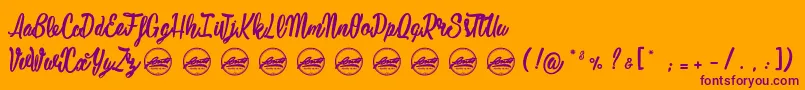 Weitere Informationen zur Mustardy PersonalUseOnly-Schriftart Mustardy PersonalUseOnly-Schriftart – Violette Schriften auf orangefarbenem Hintergrund
