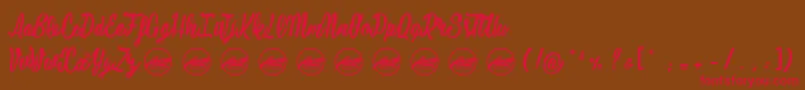 Mustardy PersonalUseOnly-Schriftart – Rote Schriften auf braunem Hintergrund