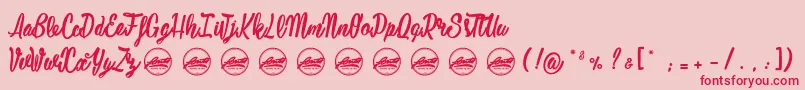 Fonte Mustardy PersonalUseOnly – fontes vermelhas em um fundo rosa