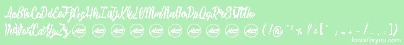 Mustardy PersonalUseOnly-Schriftart – Weiße Schriften auf grünem Hintergrund