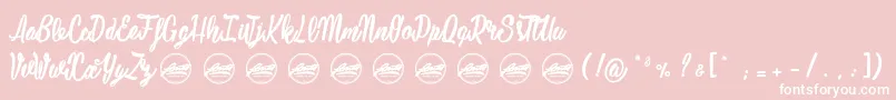Mustardy PersonalUseOnly-Schriftart – Weiße Schriften auf rosa Hintergrund