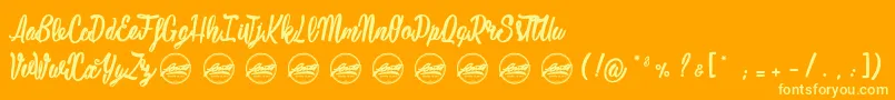 Mustardy PersonalUseOnly-Schriftart – Gelbe Schriften auf orangefarbenem Hintergrund