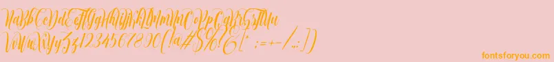 muthya-Schriftart – Orangefarbene Schriften auf rosa Hintergrund