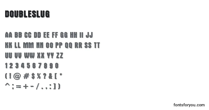 Schriftart DoubleSlug – Alphabet, Zahlen, spezielle Symbole