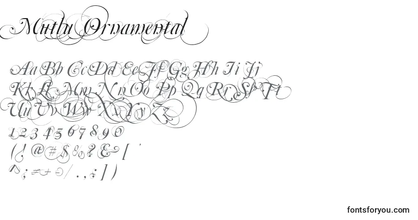 Czcionka Mutlu  Ornamental – alfabet, cyfry, specjalne znaki