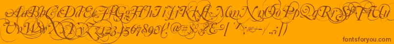 Mutlu  Ornamental-Schriftart – Braune Schriften auf orangefarbenem Hintergrund