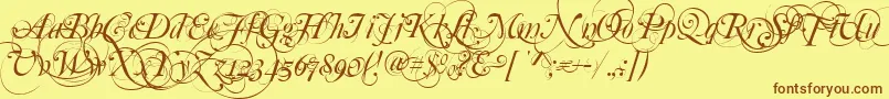 Mutlu  Ornamental-Schriftart – Braune Schriften auf gelbem Hintergrund