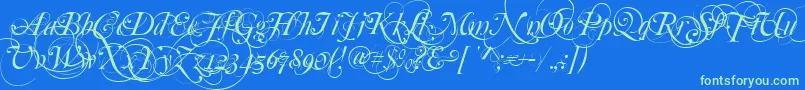 Mutlu  Ornamental Font – Green Fonts on Blue Background