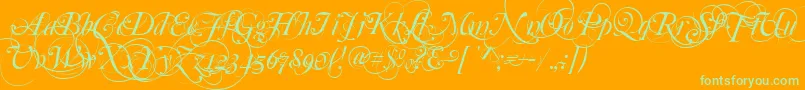 Mutlu  Ornamental Font – Green Fonts on Orange Background