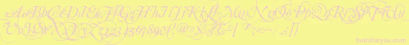 Mutlu  Ornamental Font – Pink Fonts on Yellow Background