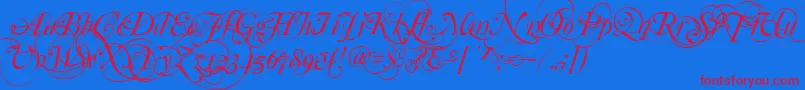 Mutlu  Ornamental-Schriftart – Rote Schriften auf blauem Hintergrund