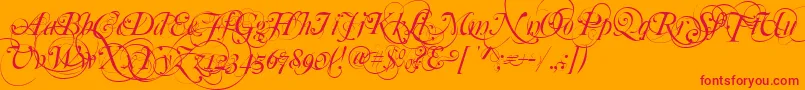 Mutlu  Ornamental Font – Red Fonts on Orange Background