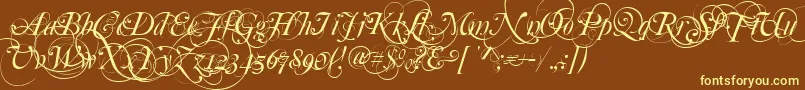 Mutlu  Ornamental-Schriftart – Gelbe Schriften auf braunem Hintergrund