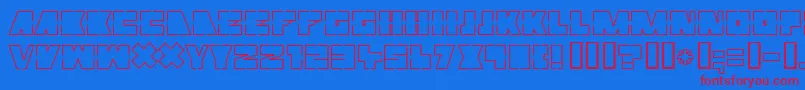 MUTTER  -Schriftart – Rote Schriften auf blauem Hintergrund