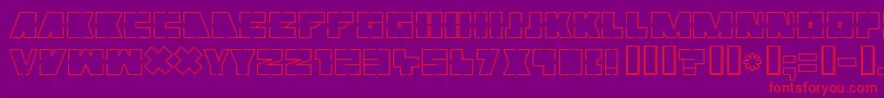 MUTTER  -Schriftart – Rote Schriften auf violettem Hintergrund