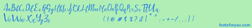 Muttung Rustic-Schriftart – Blaue Schriften auf grünem Hintergrund