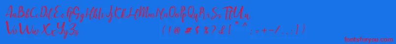 Muttung Rustic Font – Red Fonts on Blue Background