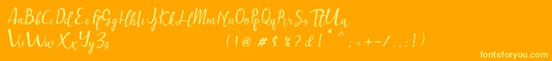 Muttung Rustic-Schriftart – Gelbe Schriften auf orangefarbenem Hintergrund