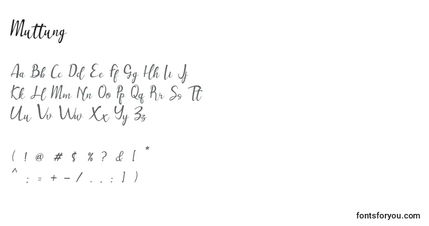 Fuente Muttung - alfabeto, números, caracteres especiales