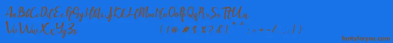 Muttung-Schriftart – Braune Schriften auf blauem Hintergrund