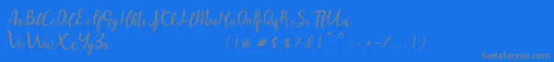 Muttung-fontti – harmaat kirjasimet sinisellä taustalla