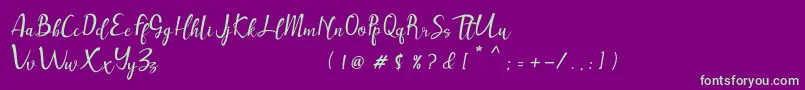 Muttung-fontti – vihreät fontit violetilla taustalla