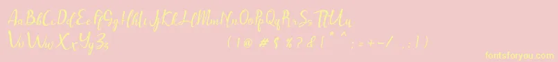 Muttung-fontti – keltaiset fontit vaaleanpunaisella taustalla