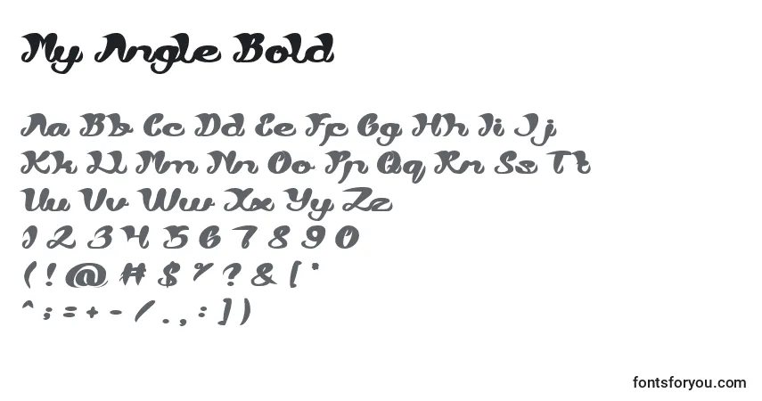 Schriftart My Angle Bold – Alphabet, Zahlen, spezielle Symbole