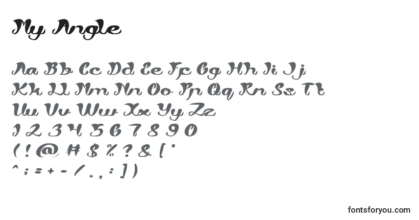 Шрифт My Angle – алфавит, цифры, специальные символы