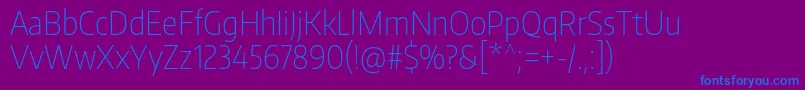 フォントEncodesanscondensedThin – 紫色の背景に青い文字