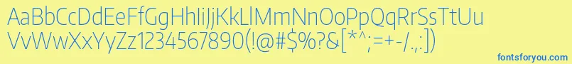 EncodesanscondensedThin-Schriftart – Blaue Schriften auf gelbem Hintergrund