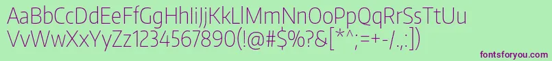 フォントEncodesanscondensedThin – 緑の背景に紫のフォント