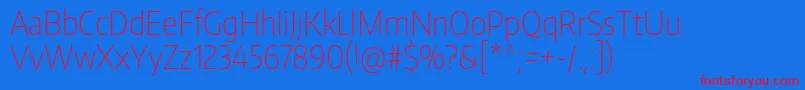 EncodesanscondensedThin-Schriftart – Rote Schriften auf blauem Hintergrund