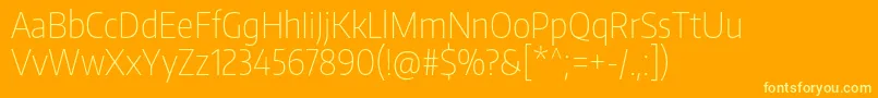 EncodesanscondensedThin-Schriftart – Gelbe Schriften auf orangefarbenem Hintergrund